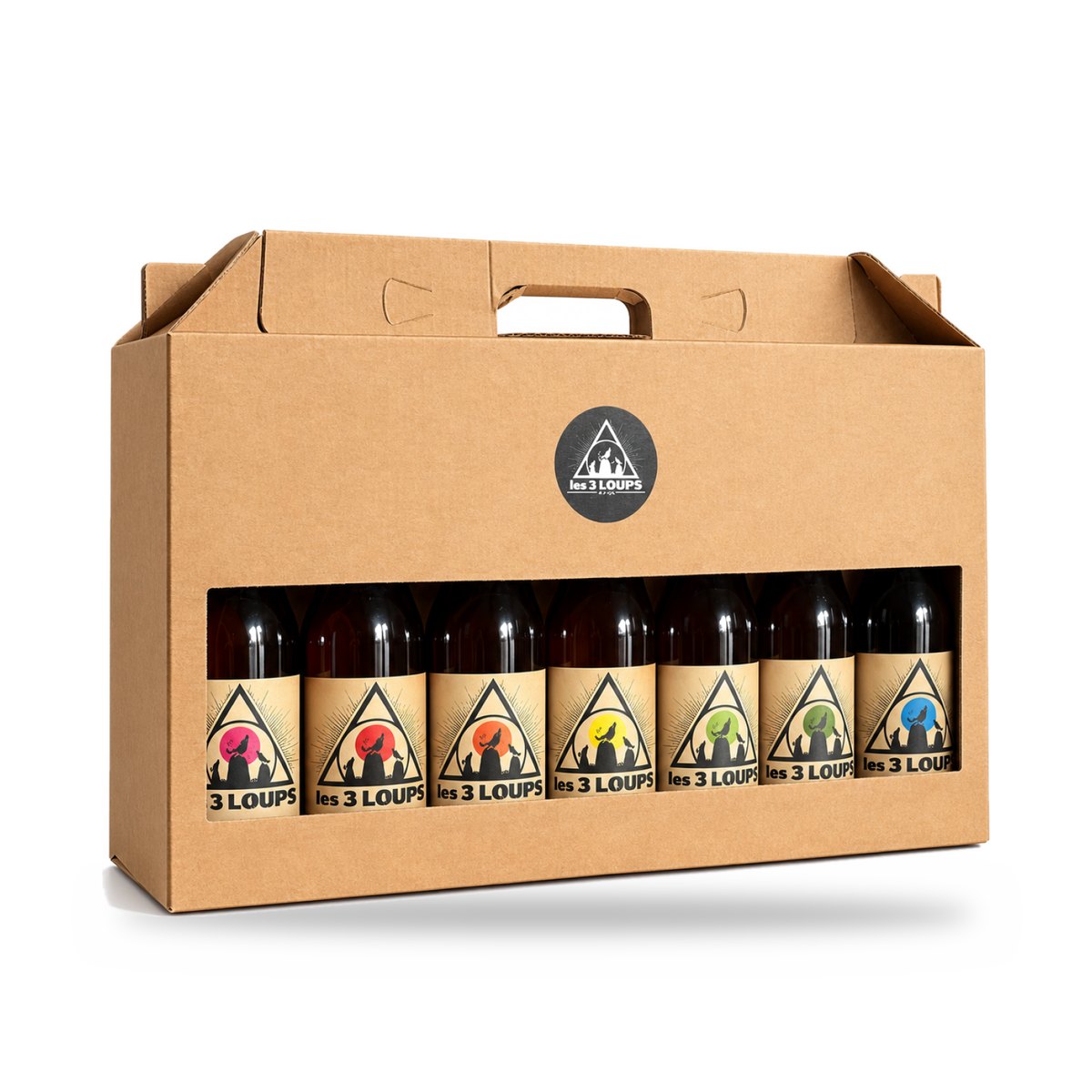 Valisette demi-mètre Kraft de 7 bières artisanales Les 3 Loups 33 cl